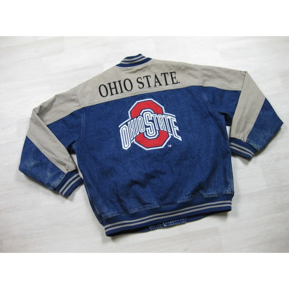 Vintage 90s Lee Sport Varsity Jacket Men's (L) Ohio State Buckeyes Denim